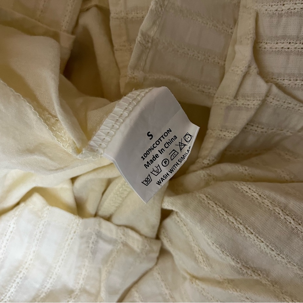 Cream embroidered Cotton dress women’s size S - Picture 2 of 3
